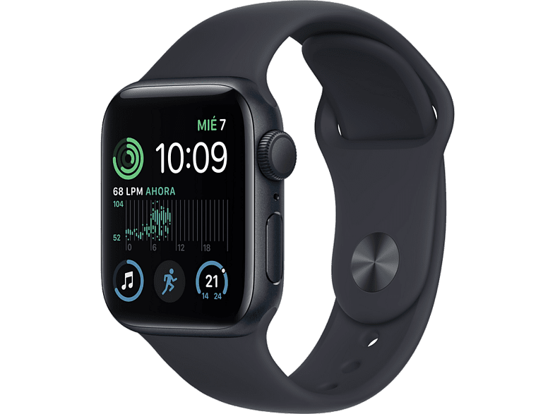Apple Watch SE (2022) GPS 44 mm Caja de aluminio Vidrio delantero Ion-X Correa deportiva medianoche